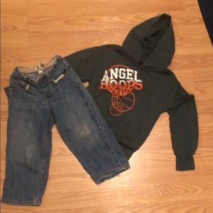 Angel Hoyle hoodie and gap jeans